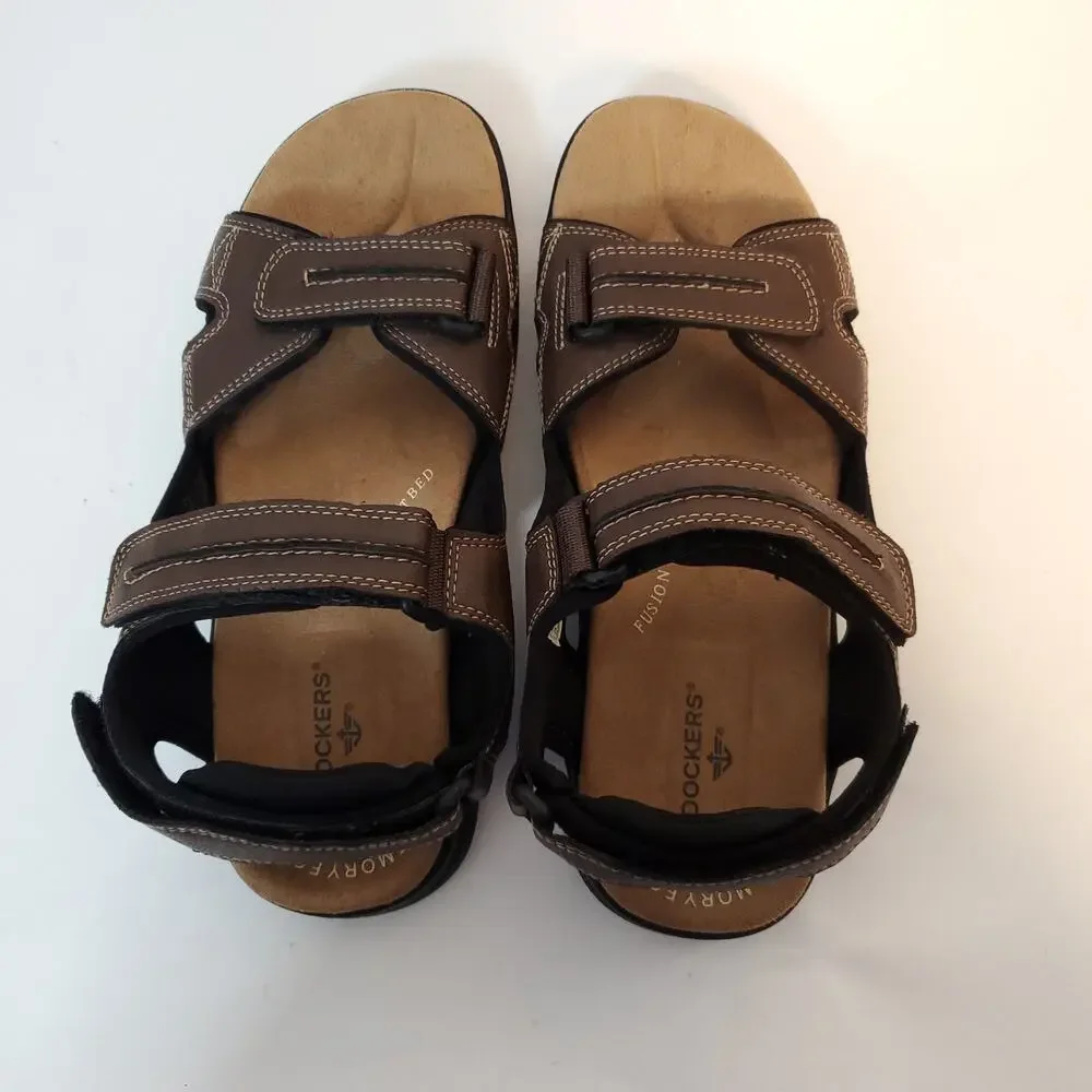 Dockers Mens Brown Newpage River Sandals Shoes SZ 10M Faux Leather Strappy